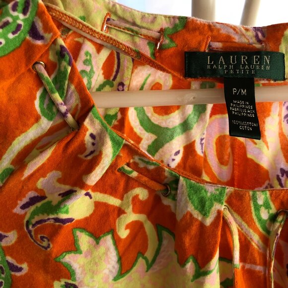 LAUREN RALPH LAUREN T-SHIRT ORANGE PAISLEY FLORAL MP NWOT - Picture 6 of 7
